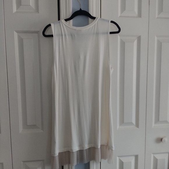 LOGO Layers by Lori Goldstein Sleeves Tunic Top with Accordion Pleated Trim L - Picture 6 of 12